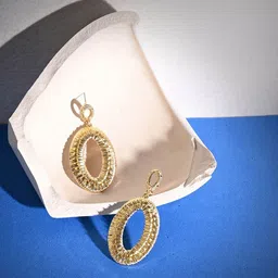 Accessorize Oval Shaped Stone Studded Drop Earrings-14