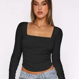 StyleCast Women Solid Square Neck Nylon Top-image-52