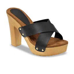 SHOE LAB Women Solid Synthetic Leather Casual Block Mules-19