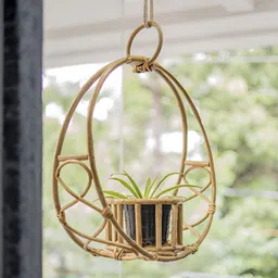 AJAARA Beige Textured Classic Rattan Hanging Planter-image-83