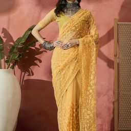 HERE&NOW Floral Beads and Stones Net Designer Saree-picture-27
