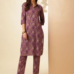 Anouk Women Ethnic Motifs Printed Regular Pure Cotton Kurta with Trousers-picture-50