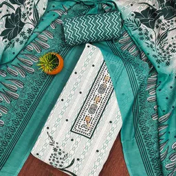 LeeliPeeri Designer Floral Printed Sequinned Cotton Unstitched Dress Material-image-74