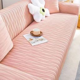 Lukzer Pink Printed Polyester 1 Piece Sofa Cover With Arms-image-90