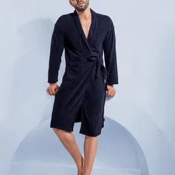 LacyLook Nzvy Blue Bath Robe With 2 Front Pockets-picture-42