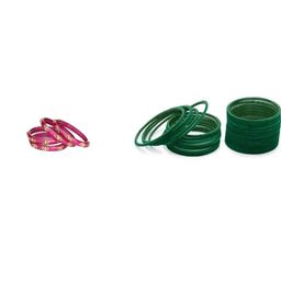 Somil Elegant Combo Glass Bangle Set | Handmade Traditional Chudi For Women | Perfect For Daily & Occasion Use, Combo Of 2 Set, Multicolor, Green-image-94