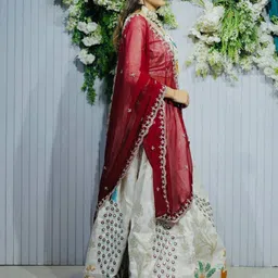 PAYAL CREATION Embroidered Beads and Stones Unstitched Lehenga & Semi-Stitched Blouse With Dupatta image 5