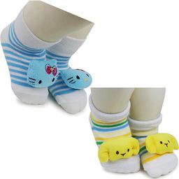 NESKA MODA 6 To 12 Months Baby Set Of 2 Pair Cotton Anti Slip Face Ankle Socks/ Booties-image-117