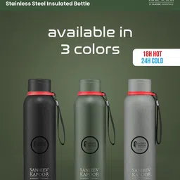 Classic Essentials Green Single Stainless Steel Solid Double Wall Vacuum Water Bottle-image-24