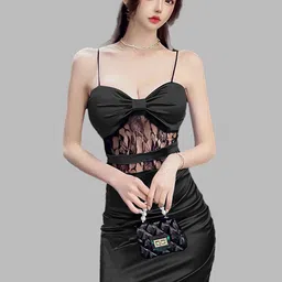 VAGHBHATT Women Shoulder Straps Bodycon Mini Dress-image-10