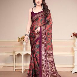 SUPERLAXMI Women Ethnic Motifs Printed Pure Chiffon Saree-27