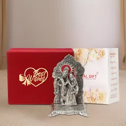 INTERNATIONAL GIFT Silver-Toned Radha Krishna Religious Idol Showpiece-image-80