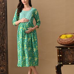 MURLI KURTI Women Maternity Floral Print Fit & Flare Midi Dress-image-84