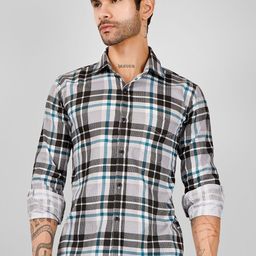 DESIGN UP Men Classic Slim Fit Opaque Checked Casual Shirt-image-52