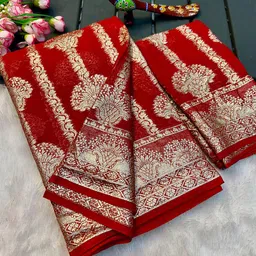 PAYAL CREATION Ethnic Motifs Zari Pure Georgette Saree-image-91