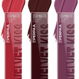PERPAA Set of 3 Velvet Kiss Waterproof Matte Liquid Lipstick -3.5 ml Each -Shades 01-02-06-44