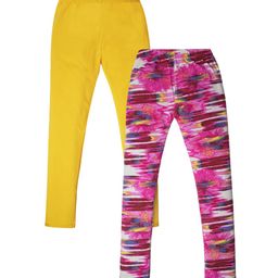 Nino Togs Girls Pack Of 2 Solid Cotton Full Length Leggings-image-51