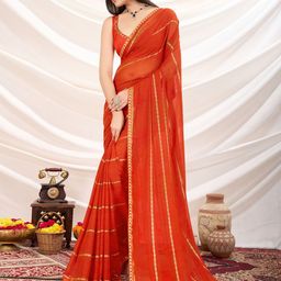 Mitera Embellished Zari Poly Georgette Saree-image-40