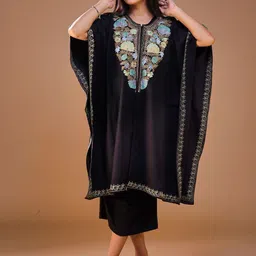 SWI Stylish Women Floral Woollen Lightweight Cape Jacket with Embroidered-image-75