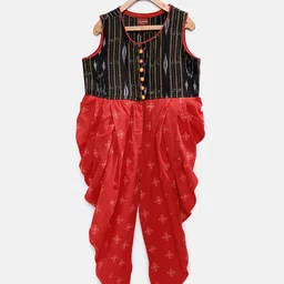 Twisha Girls Red & Black Printed Basic Jumpsuit-image-52