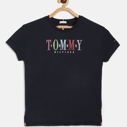 Tommy Hilfiger Girls Navy Blue Printed Organic Cotton Round Neck T-shirt-image-33