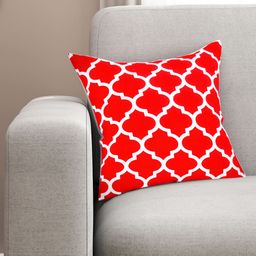 SEJ by Nisha Gupta Red & White Single Printed 16'' x 16'' Square Cushion Cover-13