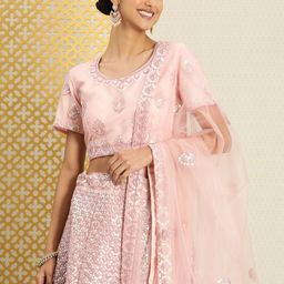 House of Pataudi Jashn Embellished & Sequined Lehenga & Blouse With Dupatta-image-17