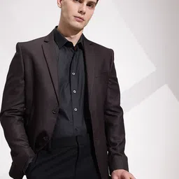 INVICTUS Self Designed Notched Lapel Collar Slim Fit Formal Blazer-image-54
