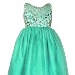 BAESD Kids-Girls Sleeveless Floral Embroidered Soft Net Fit & Flare Party Dress-picture-6