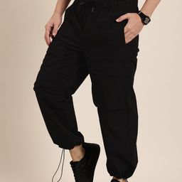 HERE&NOW Men Straight Fit Pure Cotton Cargo Trousers-image-98
