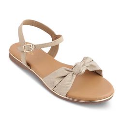 Tresmode Textured Backstrap Open Toe Flats-image-43