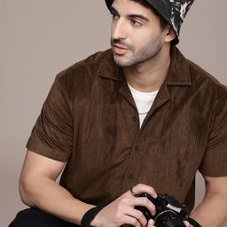 The Roadster Life Co. Self-Design Velvet Finish Drop-Shoulder Relaxed Fit Casual Shirt-image-60