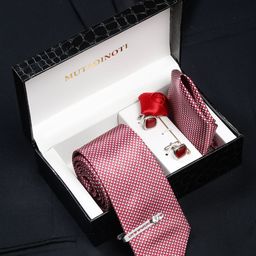 MUTAQINOTI Men Checked Formal Accessory Gift set-picture-2