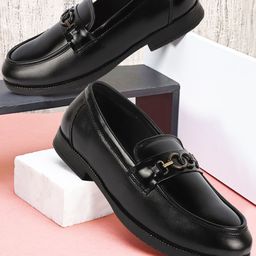 FAUSTO Men Leather Lightweight Party Horsebit Loafers-26