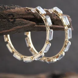 justpeachy Gold-Toned Gold Plated Half Hoop Earrings-2