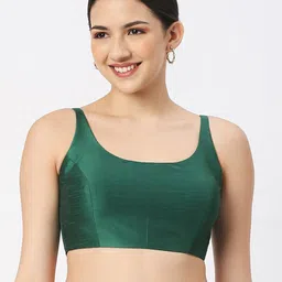 Neckbook Women Green Solid Princess Cut Saree Blouse-picture-29