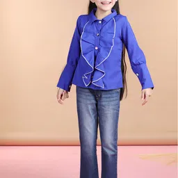 Cutiekins Girls Shirt Collar Ruffles Shirt Style Top-picture-30