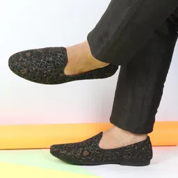 FAUSTO Men Floral Printed Velvet Lightweight Loafers-image-80