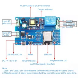 AC/DC power ESP8266 WIFI single relay ESP-12F Dev board image 4