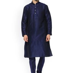 KISAH Men Blue Solid A-Line Kurta-image-75