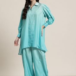 HERE&NOW Ombre Shirt With Palazzos Co-Ord Set-53