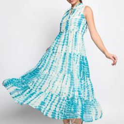 BRINNS Turquoise Tie-Dye Fit & Flare Dress-image-16