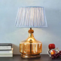 Kapoor E Illuminations Blue Alexandro Amber Lustere & Wood Table Lamp - Set of 1-image-50