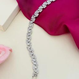 Abdesigns Silver Statement American Diamond Bracelets-19