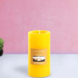 HOSLEY Yellow Wax Pillar Candle - Set of 2-39