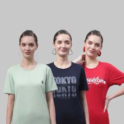 Vimal Jonney Green & Navy Cotton Printed Sports T-Shirt - Pack Of 3-picture-42