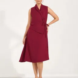 Styli Red A-Line Dress-image-76