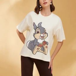 Kazo Beige Printed Oversized T-Shirt-picture-43
