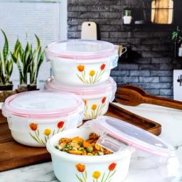 Cello White Opalware Storage Container with Lid - Set of 4-image-35