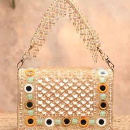 Rocia Golden Embellished Clutch-35